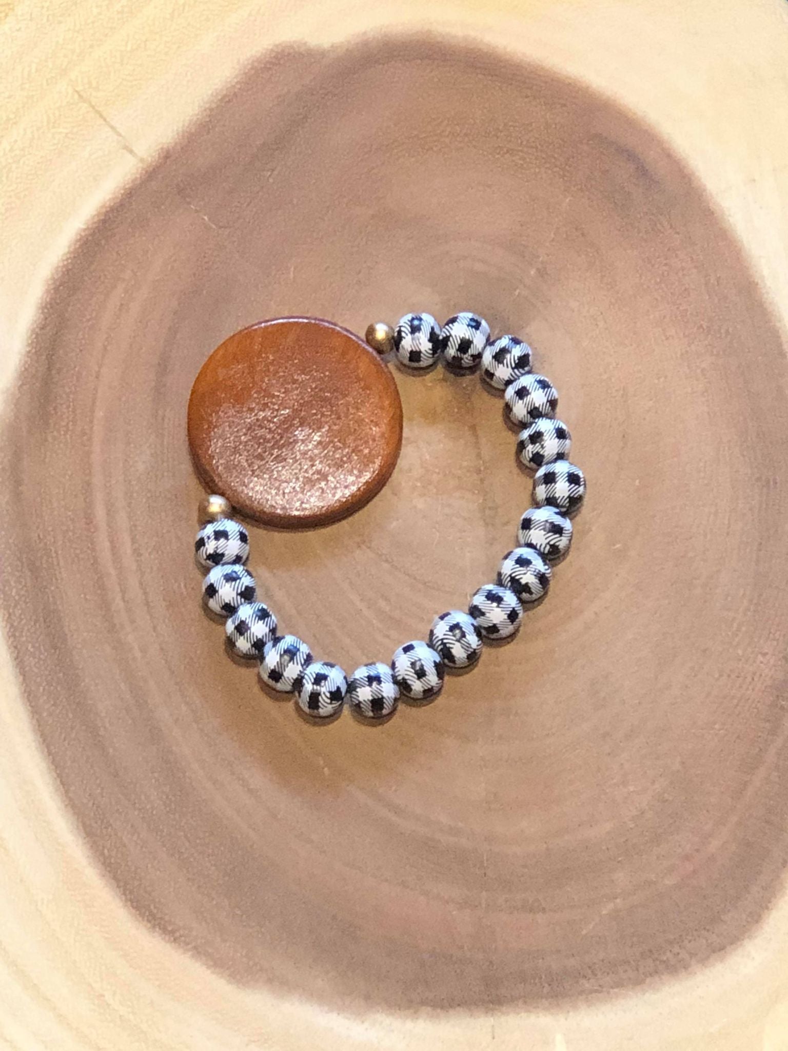 White Buffalo with Wood Disc Bracelet