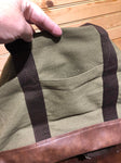 Canvas Duffle Bag with Strap - Army Green with Texture Vegan Leather