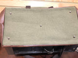 Canvas Duffle Bag with Strap - Army Green with Texture Vegan Leather
