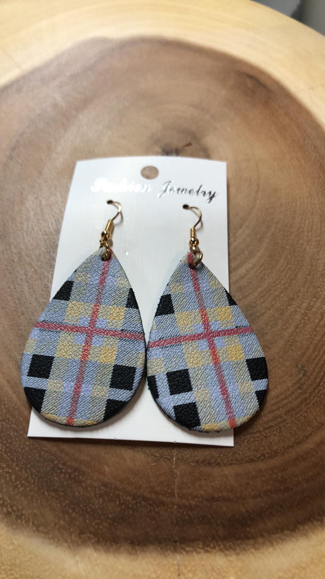 Vegan Leather Tear Drop Earring - Windows