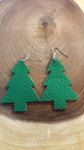 Christmas Vegan Leather Tree Earring - Texture Green