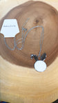 Monogram Circle with Bunny Ears Necklace - White