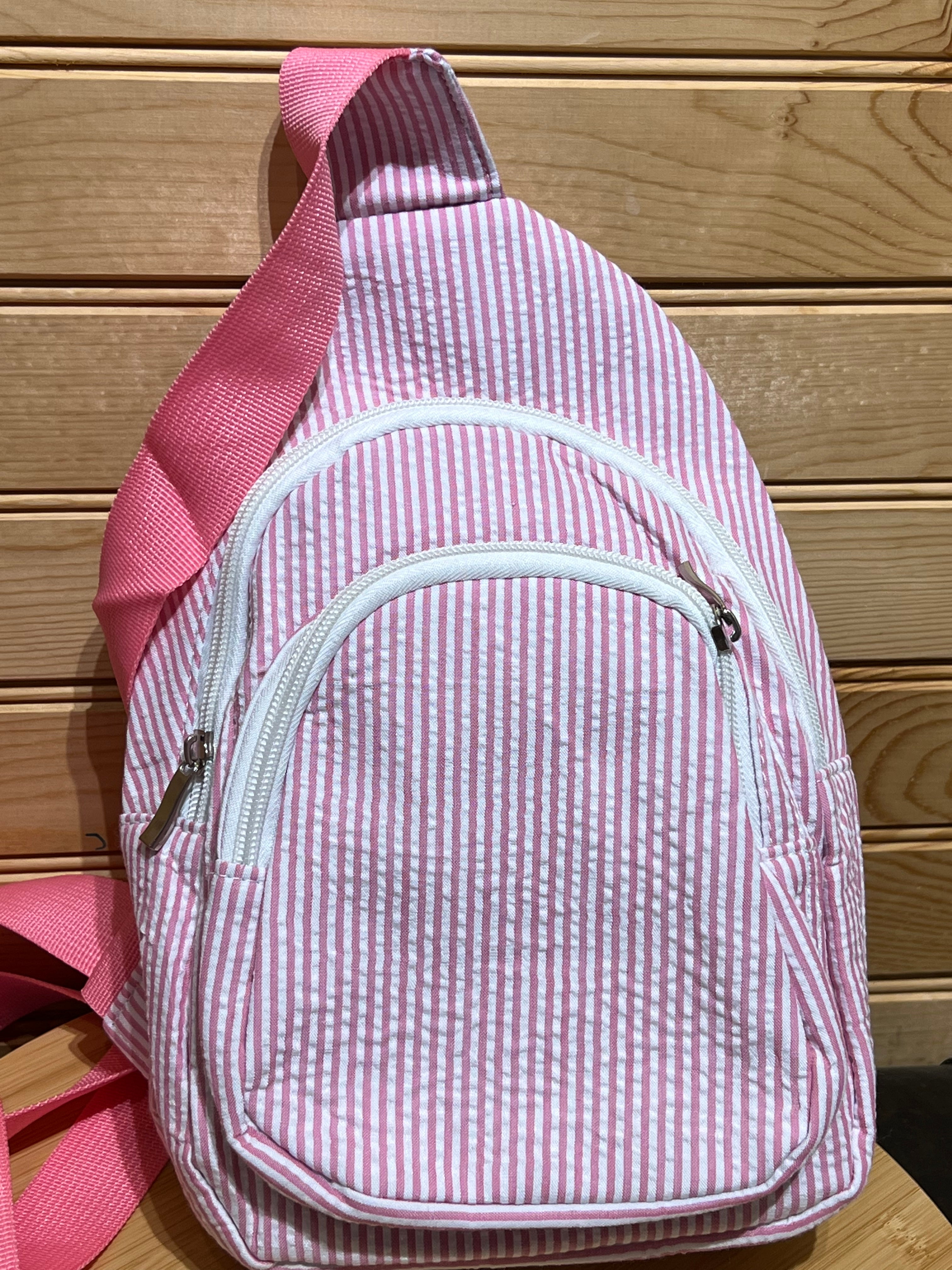 Seersucker Sling Bag - Hot Pink