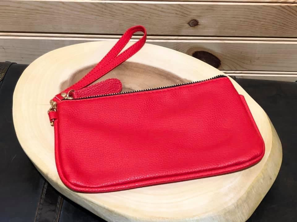 Vegan Leather Wristlet - Red