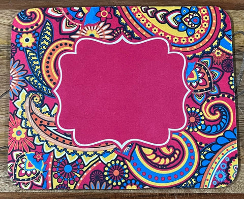 Neoprene Mouse Pads - Paisley with Monogram Center