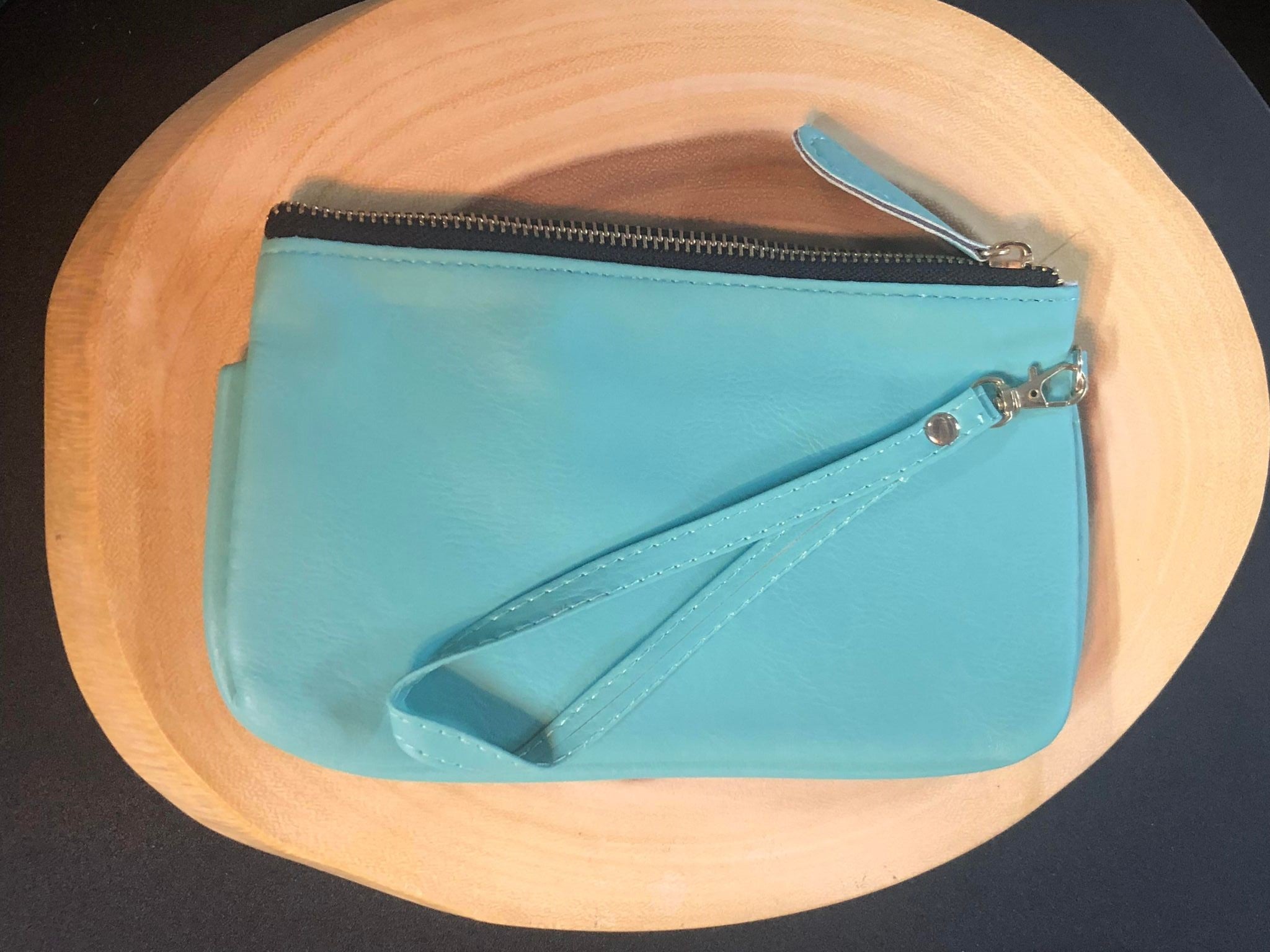 Vegan Leather Wristlet - Teal