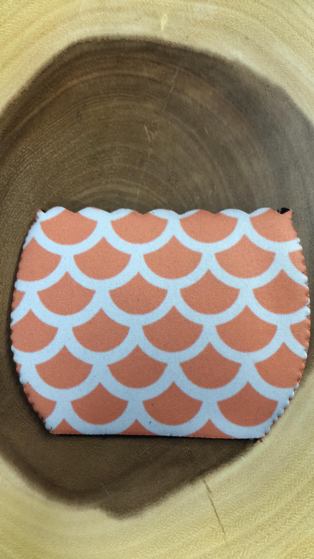 Wine Glass Sleeve - Peach Mermaid Scale - Scallop top