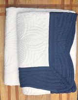 Heirloom Baby Quilt - White with Navy Trim