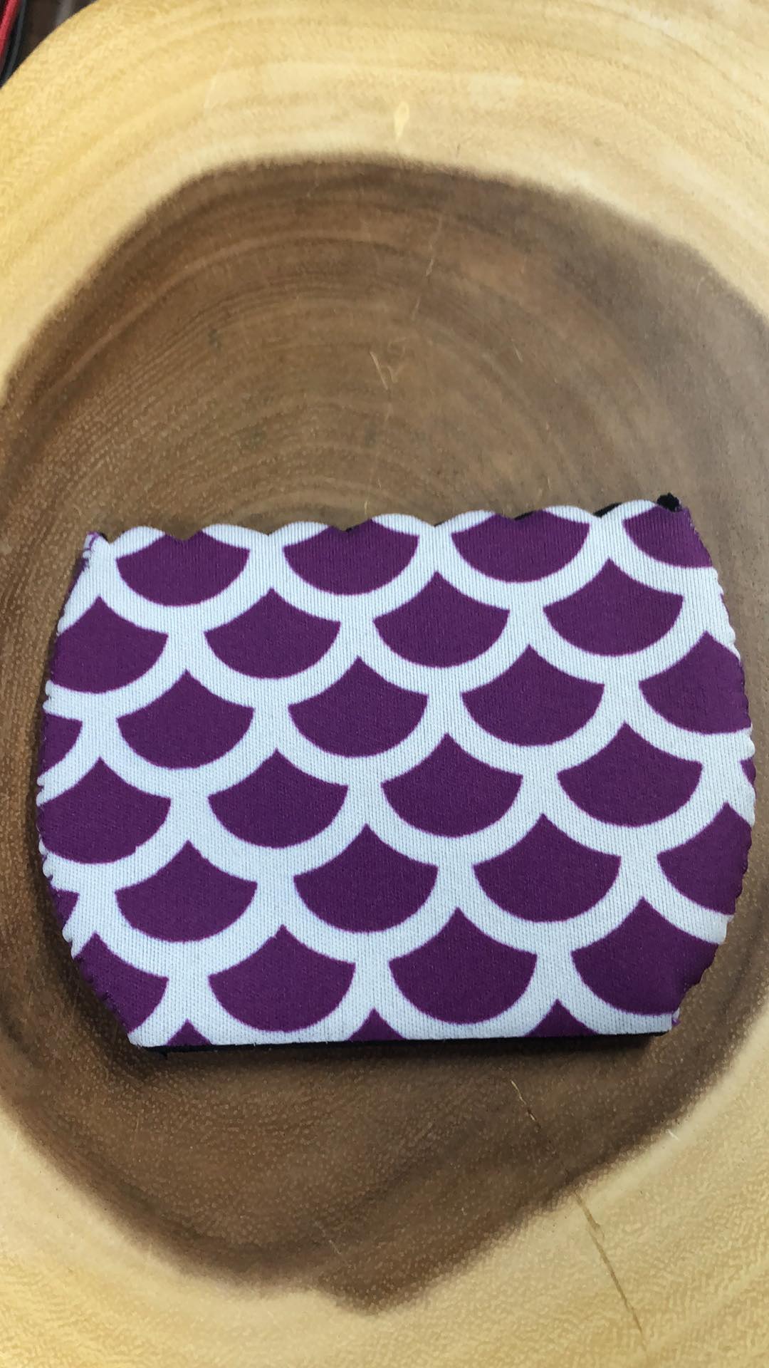 Wine Glass Sleeve - Purple/White Mermaid Scale - Scallop top