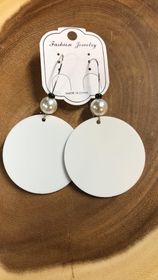 White Disc Earring - 5 Sets.