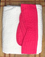 Heirloom Baby Quilt - White with Hot Pink Trim