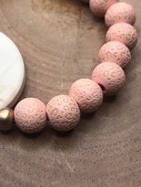 Round Wood Disc with Leopard Bead - Peach