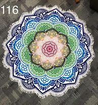Round Beach Towel - 116 - Spiral purple/blue/green/yellow/pink (Mandala)