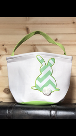 Easter Basket - EB31 - Green Chevron Bunny (Larger Bunny on Basket)