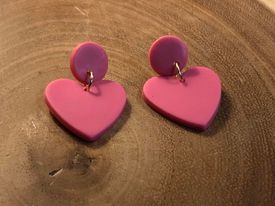 Polymer Clay Heart Earrings - Pink Hearts