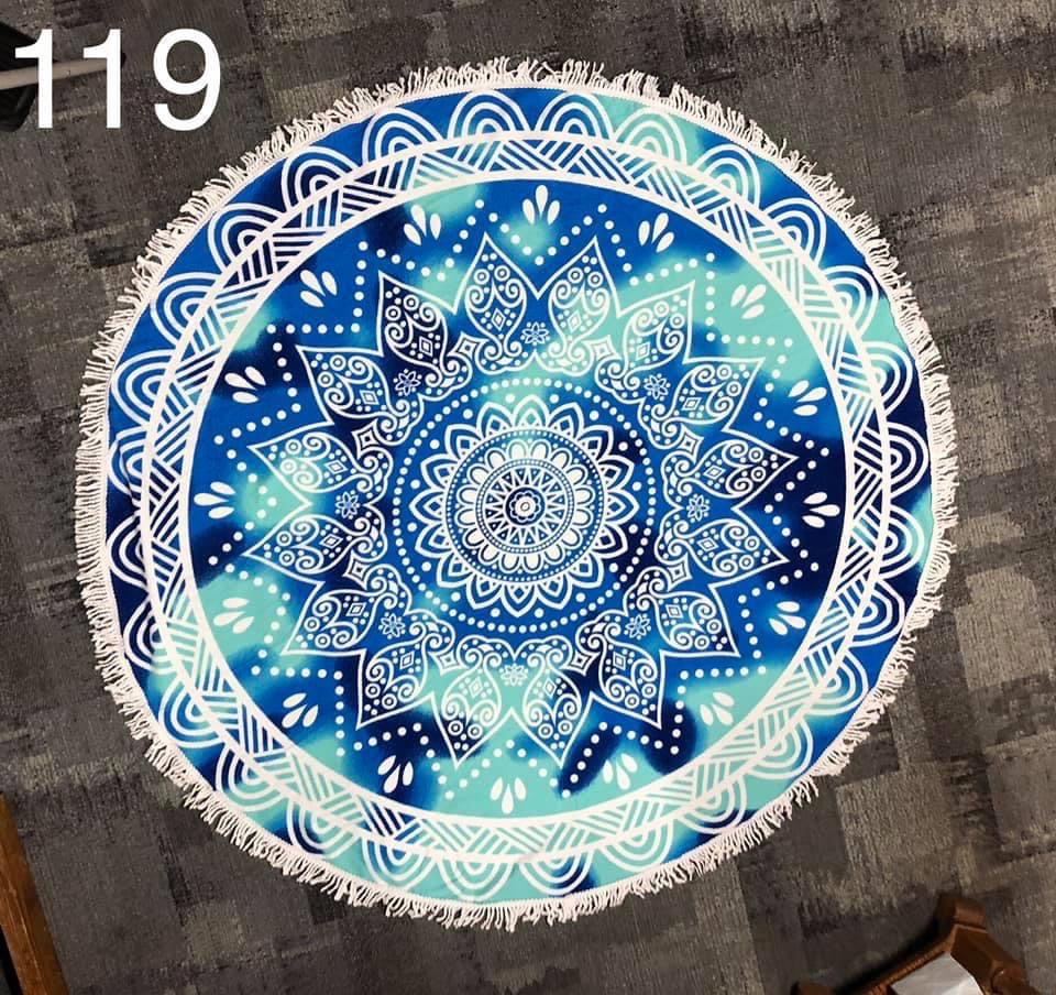 Round Beach Towel - 119 - Tie Dye Navy / Teal