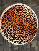 Round Beach Towel - 215- Leopard - Brown/Black