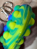 Pop Toy Keyring - Puffy Heart - Rainbow