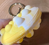 Pop Toy Keyring - Puffy Heart - Tye Dye Yellow
