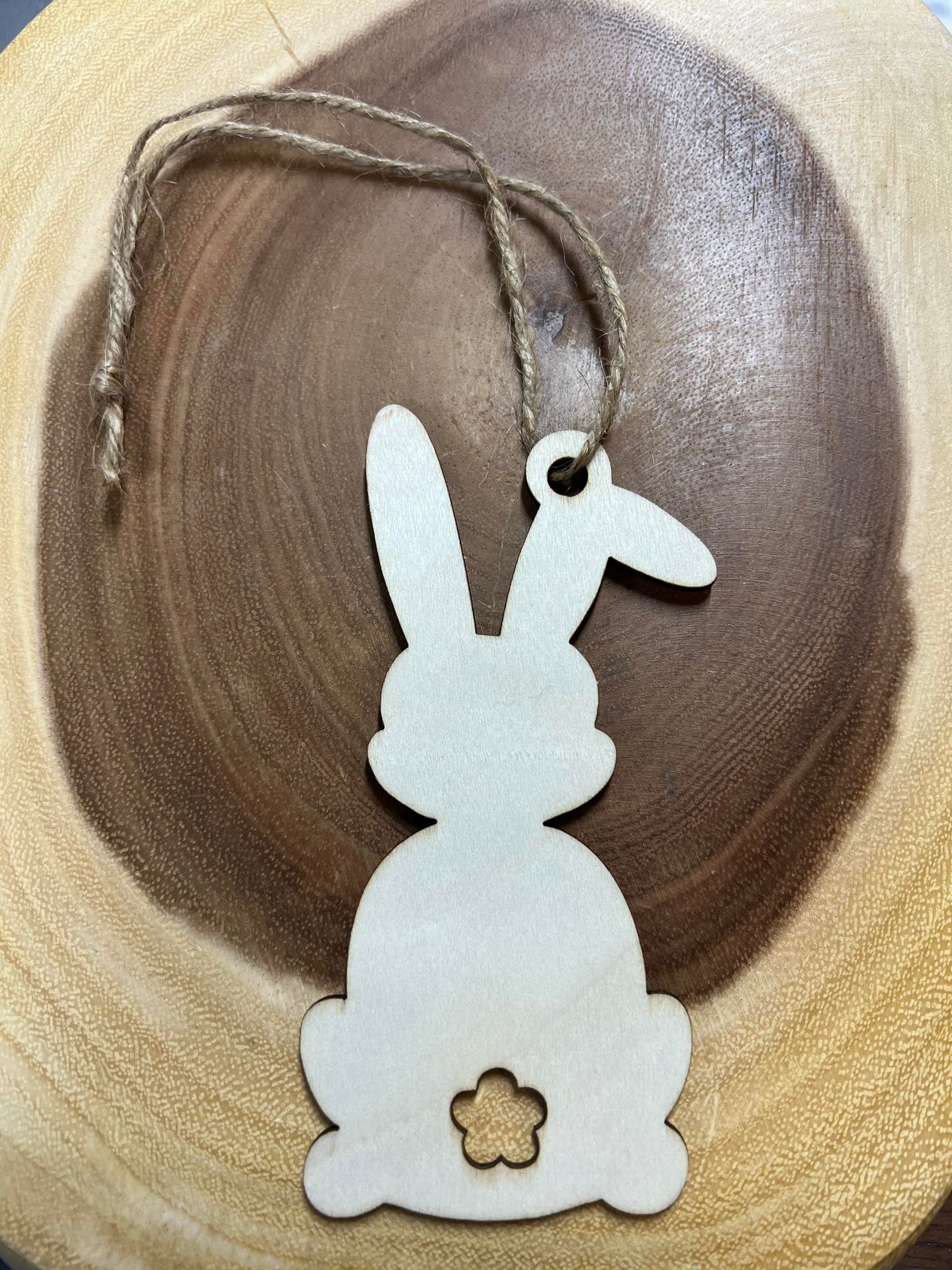 Wood Present / Easter Basket Tags / Ornament - Blond Bunny