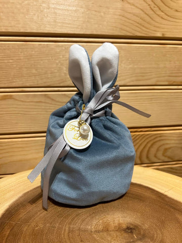 Velveteen Bunny Candy Pouch - Steel Blue