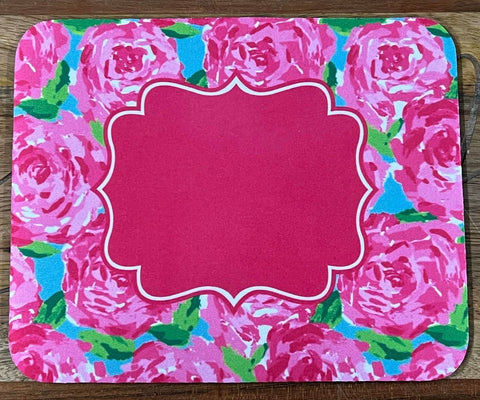 Neoprene Mouse Pads - Roses with Monogram Center