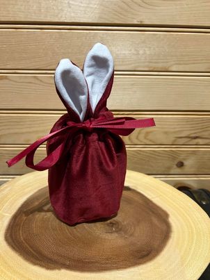 Velveteen Bunny Candy Pouch - Burgundy