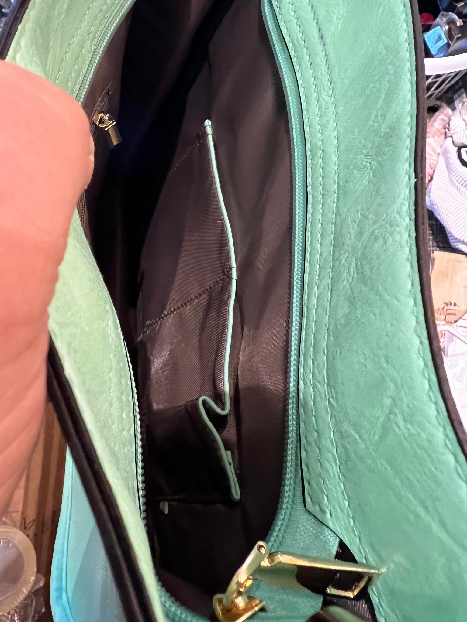Cross Body Bag - Mint and Leopard Strap