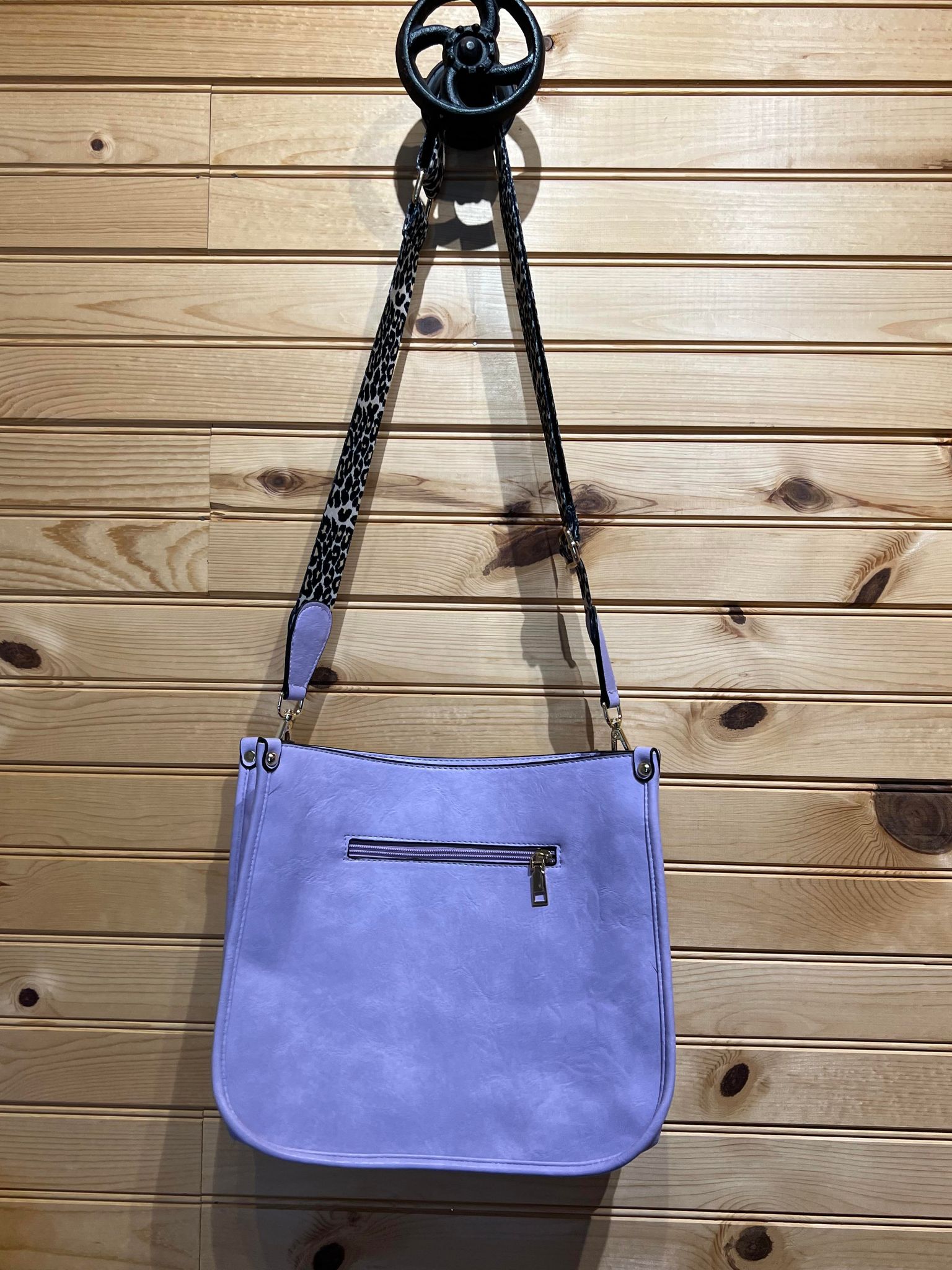 Cross Body Bag - Lavender and Leopard Strap