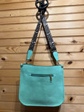 Cross Body Bag - Mint and Leopard Strap