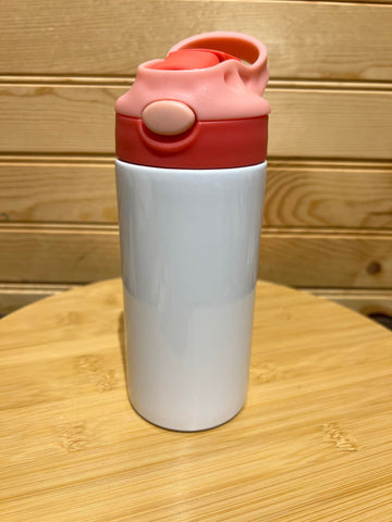 12 oz Sublimation flip top Kids Water Bottle - Pink