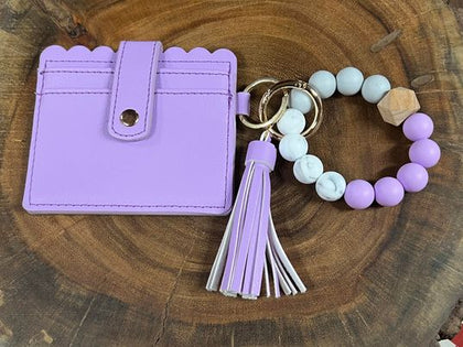 Silicone Bangle with Vegan Leather Credit Card - VBCC - Lavender