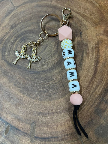 Dancer/Ballet Mama keyring with 2 Dancers with stones in dress