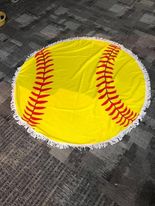 Round Beach Towel - Softball