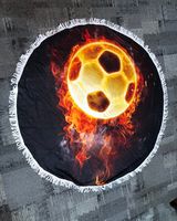 Round Beach Towel - Flaming Soccer