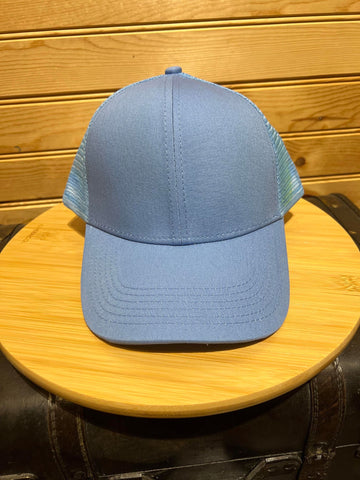 Cotton PonyTail Hat - Blue