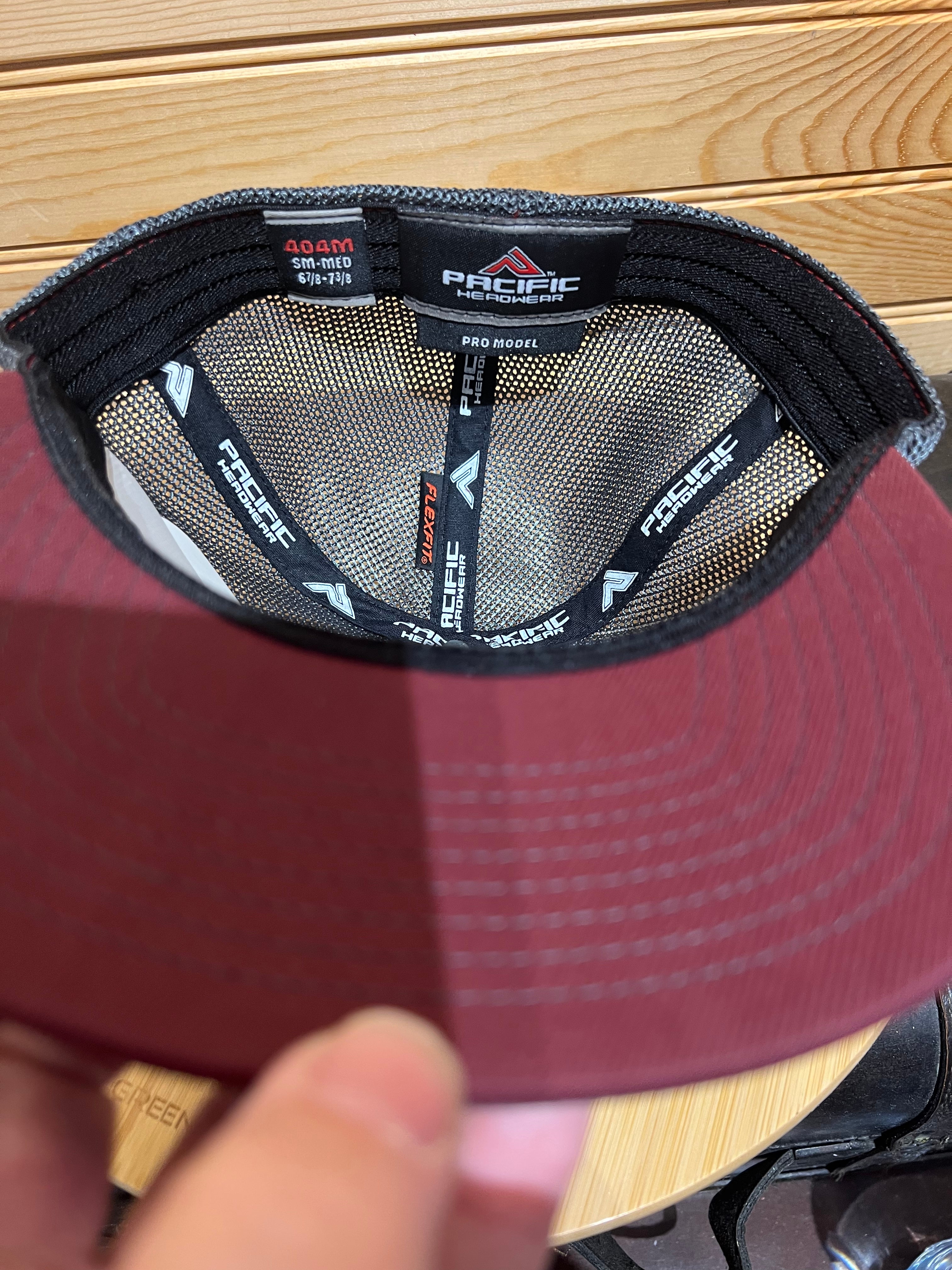 Pacific Trucker FlexFit ProModel 404M Sm-Med 6 7/8 - 7 3/8 - Graphite Mesh with Maroon Front and Graphite Bill