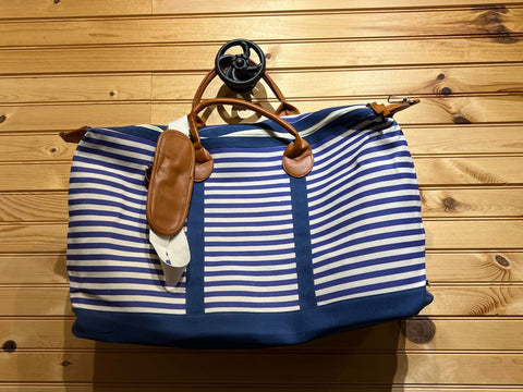 Blue Stripe Overnight / Weekender Bag with Strap