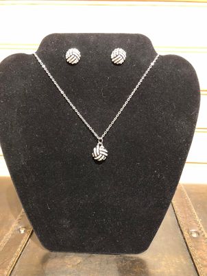 Volleyball Crystal Stud Necklace (ONLY)