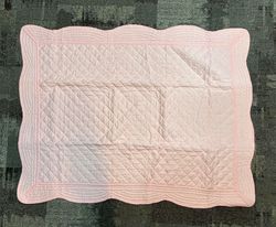 Baby Quilt - Lt Pink Trim with Checker pattern stitching