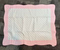 Baby Quilt - White with Lt Pink Trim with Checker pattern stitching