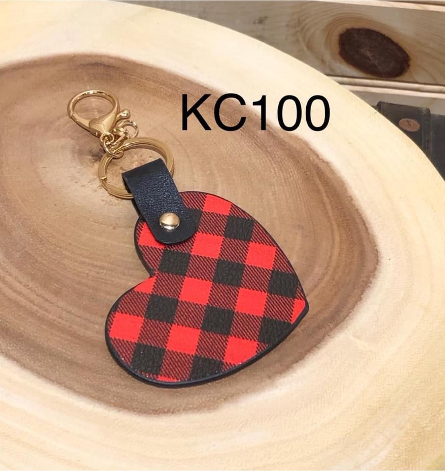 Vegan Leather Heart Keyring - Red Buffalo