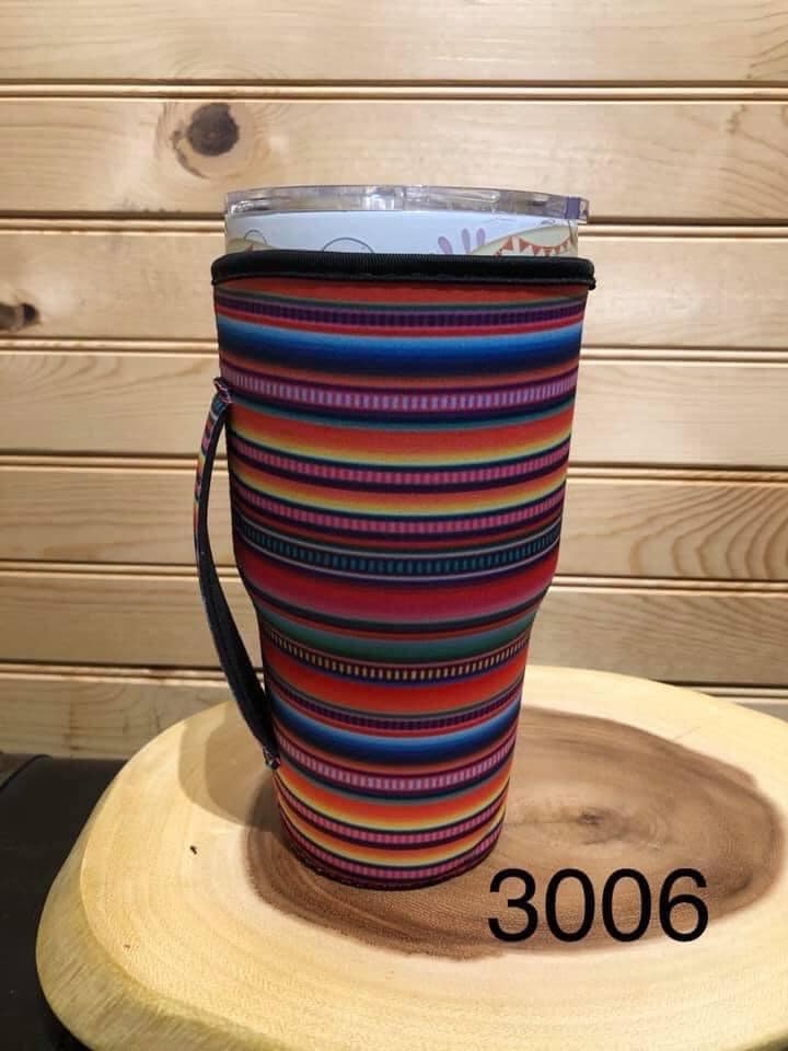 Neoprene 30 oz (Large) Drink Sleeve with Handle - Serape