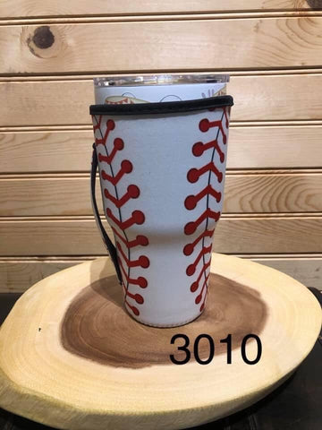 Neoprene 30 oz (Large) Drink Sleeve with Handle - Baseball