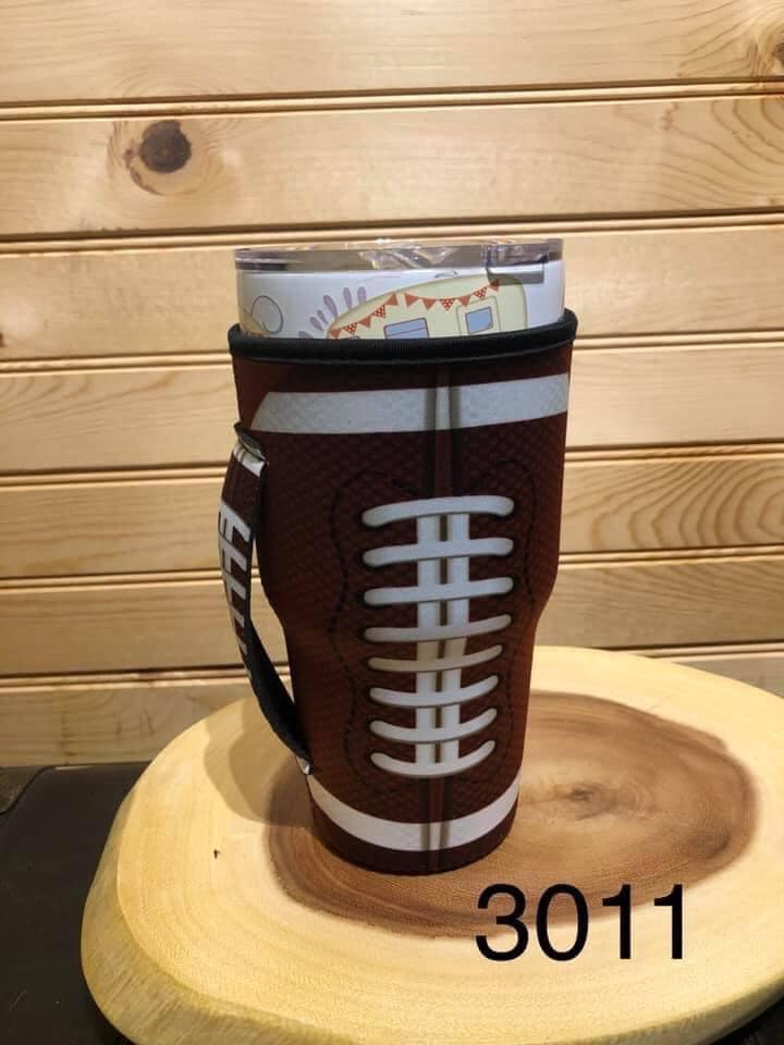 Neoprene 30 oz (Large) Drink Sleeve with Handle - Football