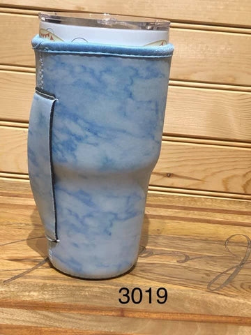 Neoprene 30 oz (Large) Drink Sleeve with Handle - Blue Marble