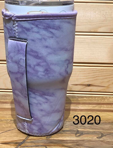 Neoprene 30 oz (Large) Drink Sleeve with Handle - Purple Marble