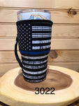 Neoprene 30 oz (Large) Drink Sleeve with Handle - Blue Line