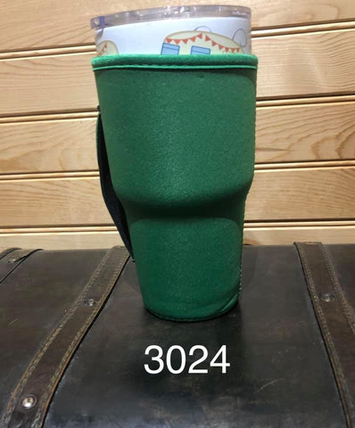 Neoprene 30 oz (Large) Drink Sleeve with Handle - Green