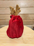 Velveteen  Candy Pouch - Red with Reindeer Antlers